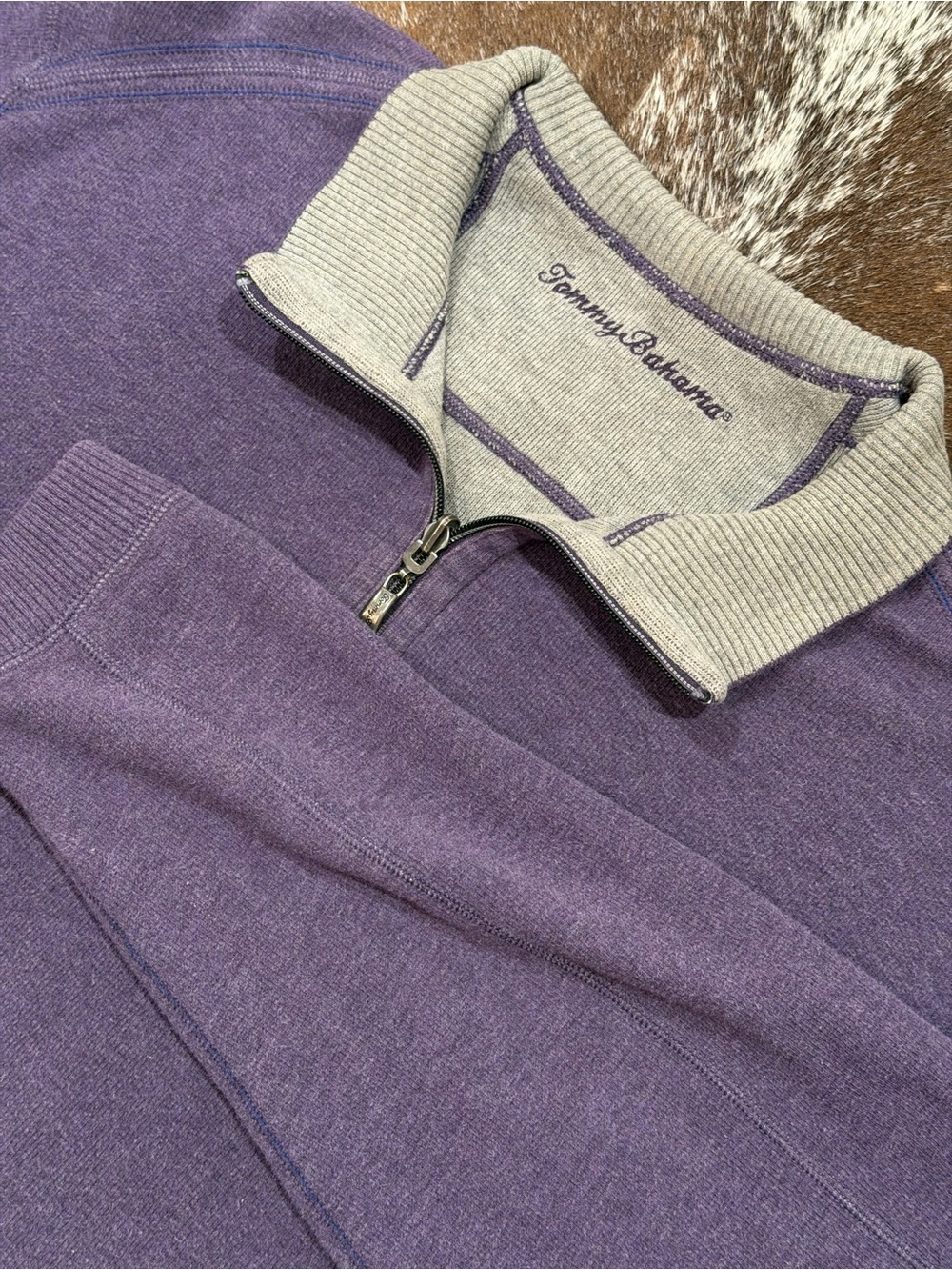 Tommy Bahama Purple Quarter Zip Pullover Men’s Estimated XL